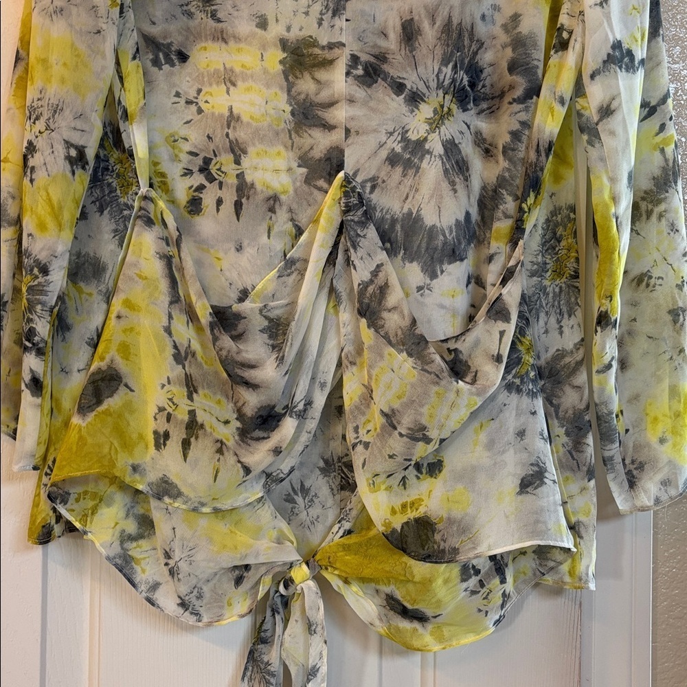 Zara Vintage Y2K Women's Tie-Dye Long Sleeve Sheer Top - Picture 5 of 5